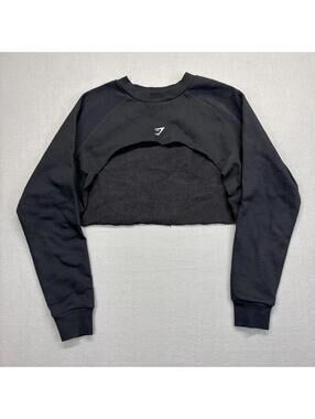 Gymshark Black Cropped Sweatshirt Size Medium